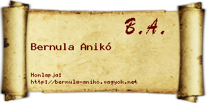 Bernula Anikó névjegykártya